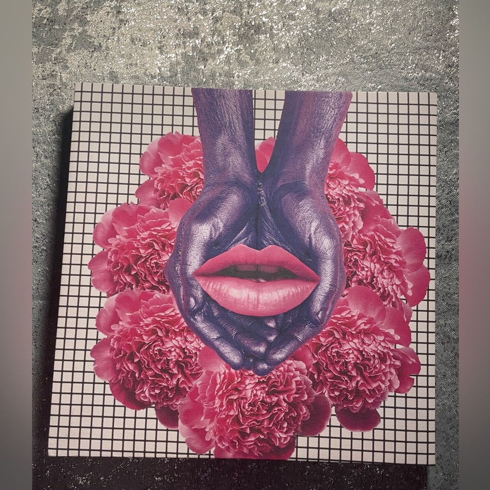 Pink Floral Purple Hands Wall Art Canvas